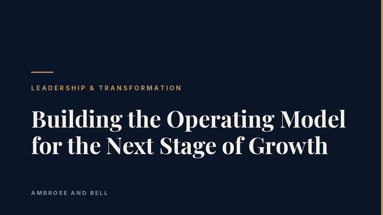 Building the Operating Model for the Next Stage of Growth - Leadership and Transformation cover image